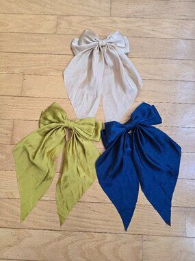 soft girl satin large hair bow 3 piece set